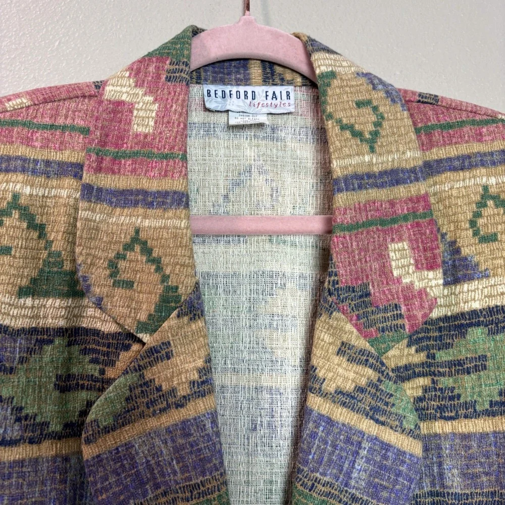 Bedford Fair Womens Western Southwestern Cowgirl Aztec Pattern Blazer Jacket‎ 10